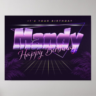 Mandy Name Vorname lila retro Poster Geburtstag