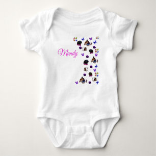 Mandy, Name, With Guinea Pigs And Pansies, Baby Bodysuit