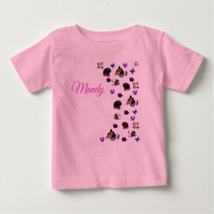 Mandy, Name,  With Guinea Pigs And Pansies,   Baby T-Shirt