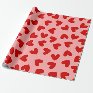 maneater heart love valentines red pink wrapping paper