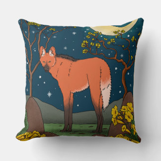 Maned Wolf and the ipe flower - Brazilian Animals Cushion