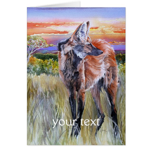 Maned Wolf Watercolor Art (Front)