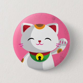 Maneki Neko 6 Cm Round Badge