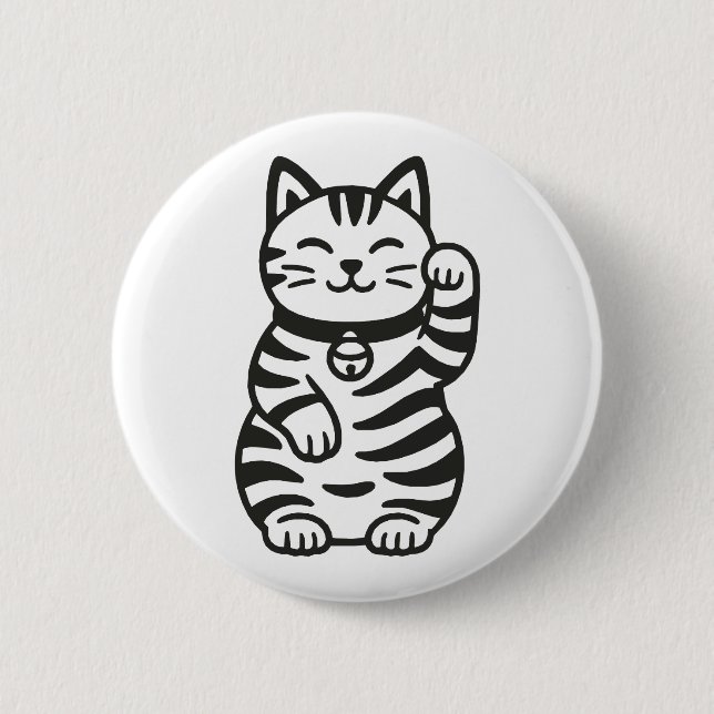 Maneki Neko 6 Cm Round Badge (Front)
