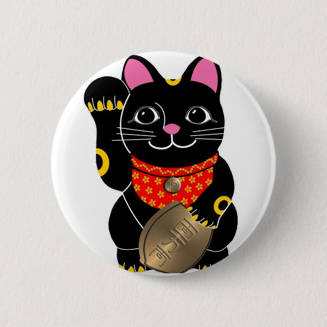Maneki Neko 6 Cm Round Badge (Front)