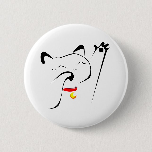 Maneki Neko 6 Cm Round Badge (Front)