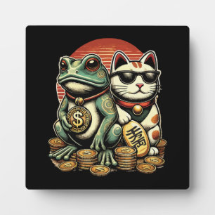 Maneki Neko and Jin Chan - Luck and Prosperity Plaque