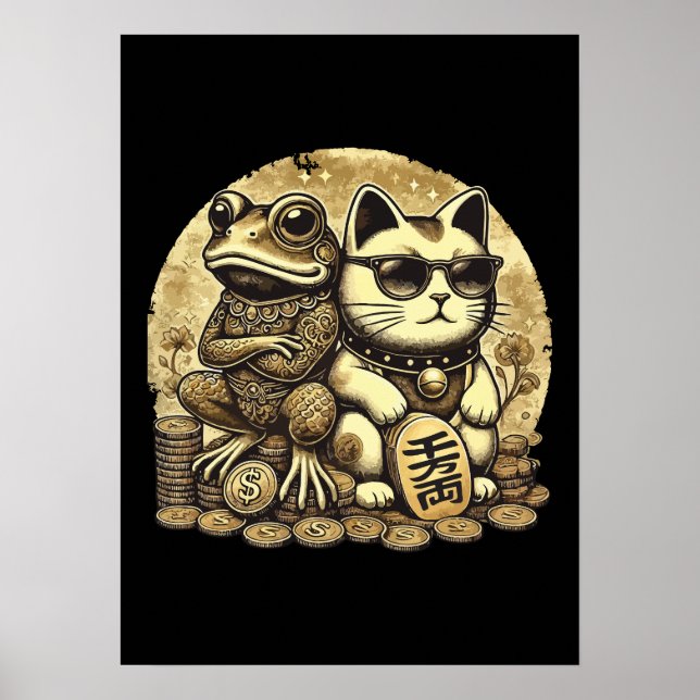 Maneki Neko and Jin Chan - Luck and Prosperity Poster (Front)