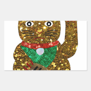 maneki neko cat rectangular sticker