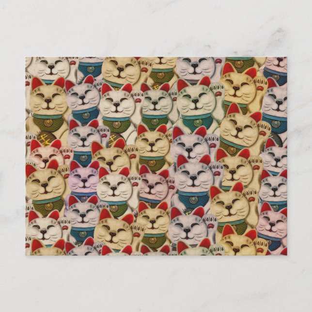 Maneki-neko cats pattern postcard (Front)