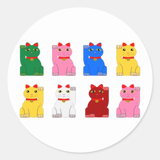 maneki neko classic round sticker (Front)