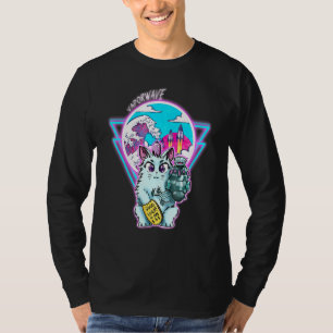 Maneki-Neko Cyberpunk Cat With Vapour Wave Style T-Shirt