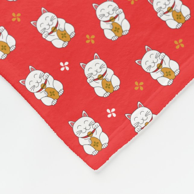 Maneki Neko Fleece Blanket (Corner)