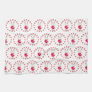 Maneki Neko for Valentine's Day Tea Towel
