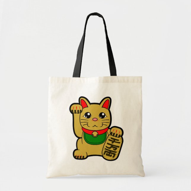 Maneki Neko: Golden Lucky Cat Tote Bag (Front)
