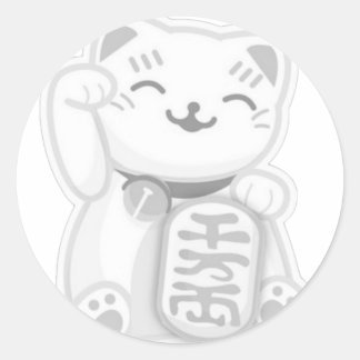 maneki neko grey classic round sticker