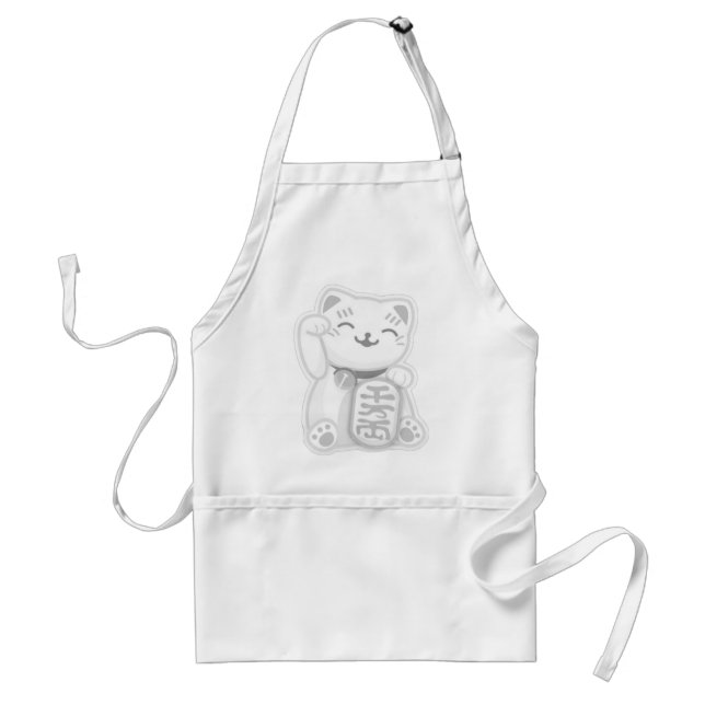 maneki neko grey standard apron (Front)