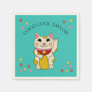 Maneki Neko Japanese Good Luck Cat Custom Message Napkin