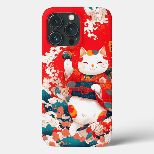 Maneki-Neko, Japanese Lucky Cat Case-Mate iPhone Case (Back)