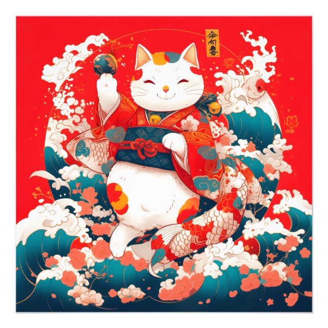 Maneki-Neko, Japanese Lucky Cat Photo Print (Front)