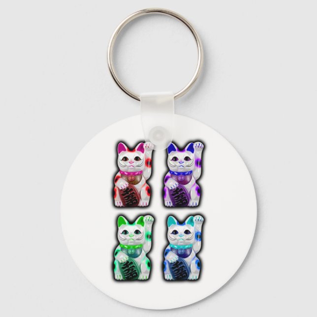 Maneki Neko JAPANESE money CAT Key Ring (Front)