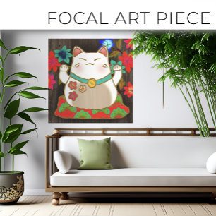 Maneki Neko lucky cat art Canvas Print