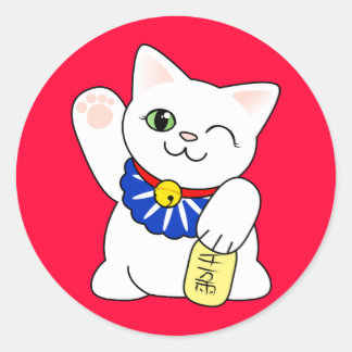 Maneki Neko Lucky Cat Classic Round Sticker