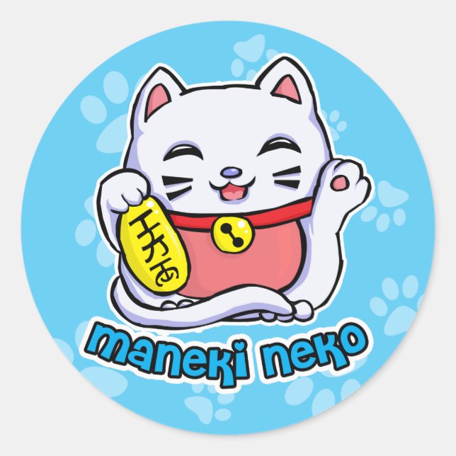 Maneki Neko lucky cat Classic Round Sticker (Front)