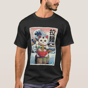 Maneki Neko Lucky Cat Ramen Retro Japanese Wave Ar T-Shirt