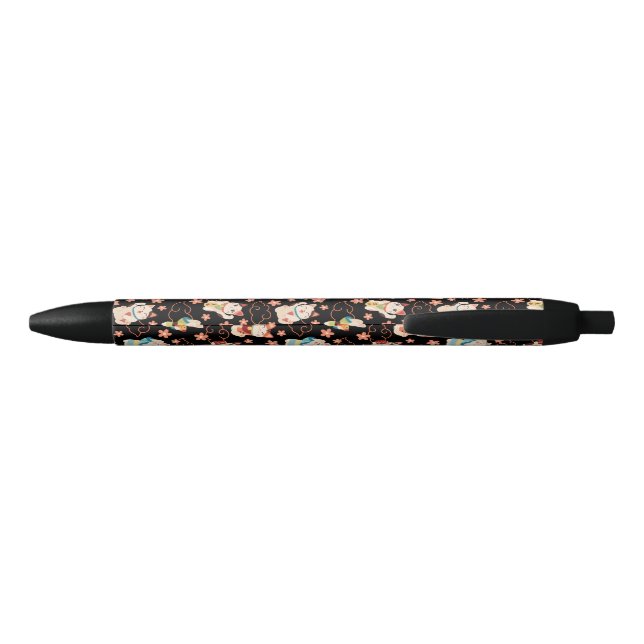 Maneki Neko Lucky Cats Black Ink Pen (Back)