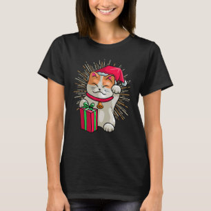 Maneki Neko Lucky Cats Cute Santa Christmas style  T-Shirt