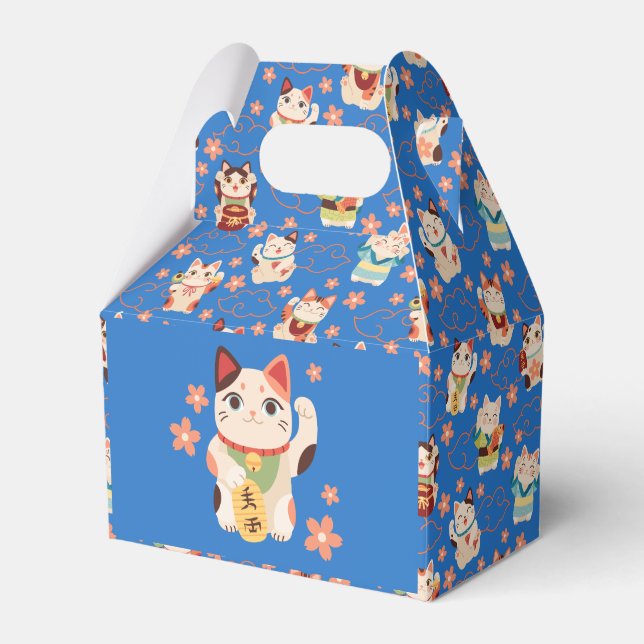 Maneki Neko Lucky Cats Favour Box (Front Side)