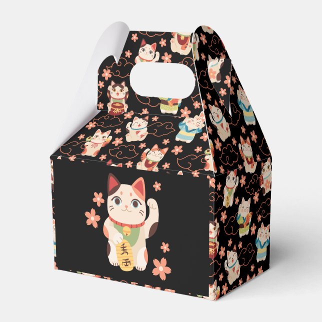 Maneki Neko Lucky Cats Favour Box (Front Side)