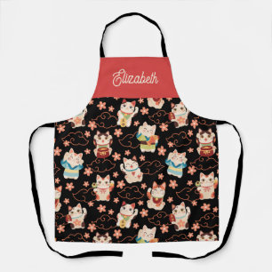 Maneki Neko Lucky Cats Personalized Apron