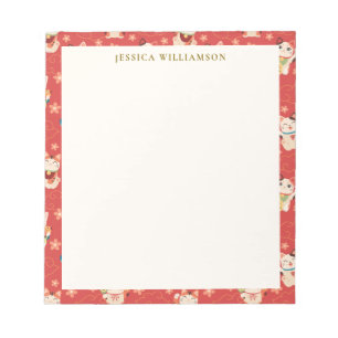Maneki Neko Lucky Cats Personalized Name Notepad