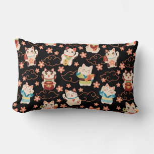 Maneki Neko Lucky Cats Throw Pillow