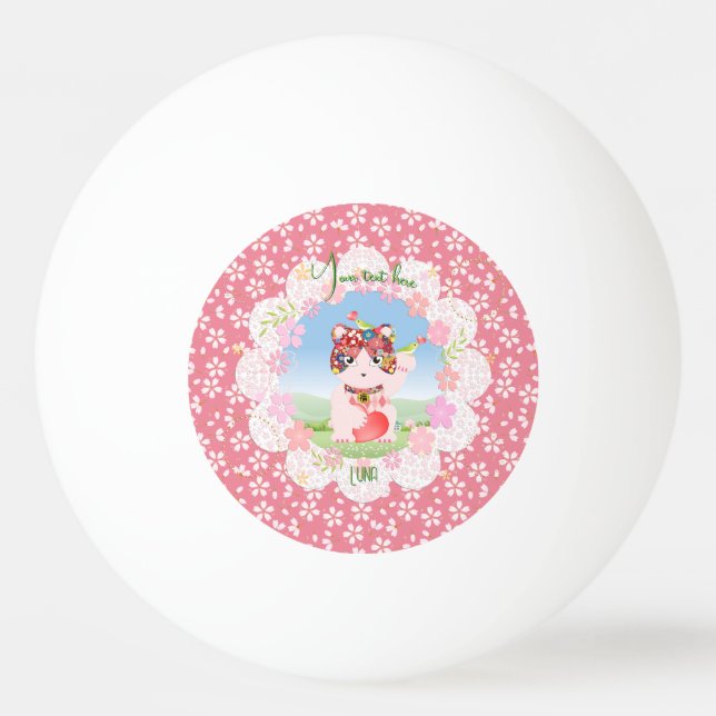 Maneki Neko Lucky Luna Ping Pong Ball (Front)