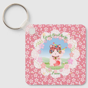 Maneki Neko Lucky Luna Square Key Ring