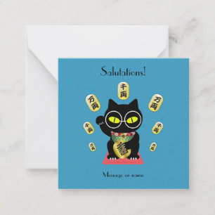 Maneki Neko Lucky Poilue Folded Note Card