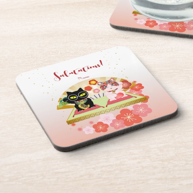 Maneki Neko Lucky Poiluna rubber Coaster (Left Side)