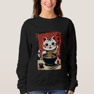 Maneki Neko Lucky Ramen Soup Cat Lucky Charm Sweatshirt