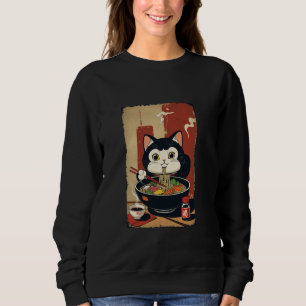 Maneki Neko Lucky Ramen Soup Cat Lucky Charm Sweatshirt