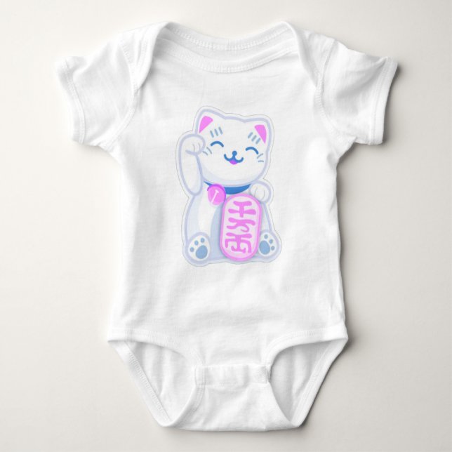 maneki neko pastel baby bodysuit (Front)