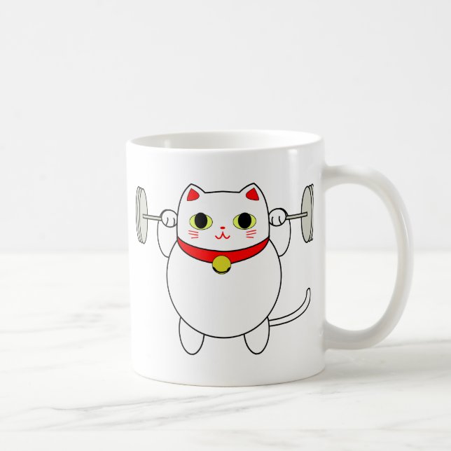 Maneki Neko Squatting Cat Coffee Mug (Right)