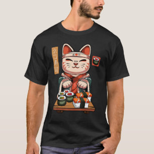 Maneki Neko Sushi Cat - Cute Nigiri Sashimi Maki C T-Shirt