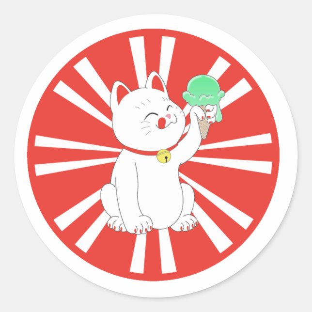 Maneki Neko Tokyo Cat Classic Round Sticker (Front)