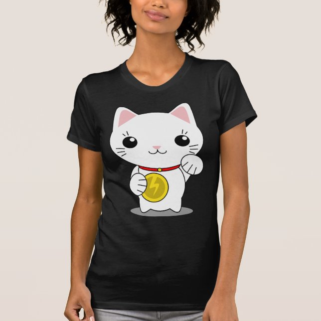 Maneki Neko - White Lucky Cat T-Shirt (Front)