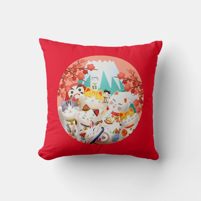 Manekineko Hanami Party Cushion (Front)