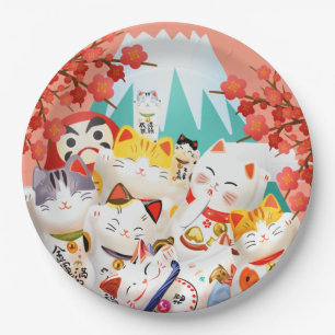 Manekineko Hanami Party Paper Plate