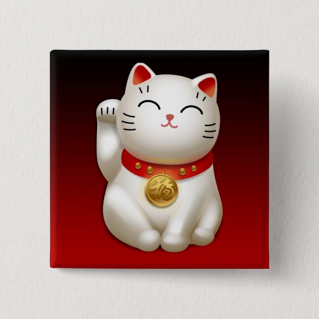 Manekineko swipes in 15 cm square badge (Front)